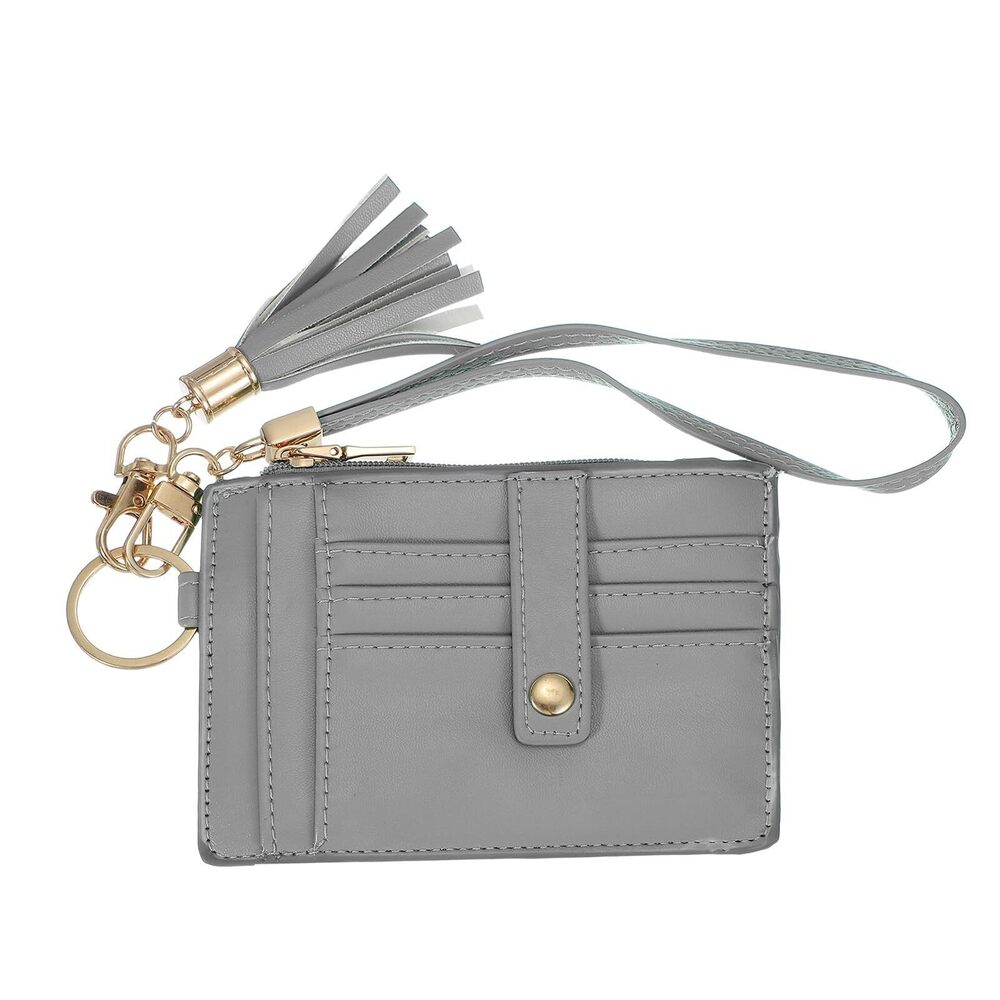 8023 Slim Wallets Wristlet , RFID Credit Card Case Keychain with Tassel PU